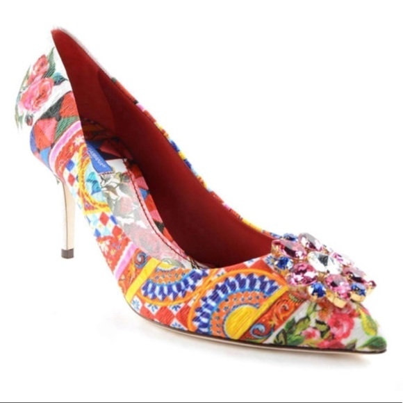 DOLCE & GABBANA MAMBO PRINT BROCADE PUMPS Size 5 - Picture 2 of 13